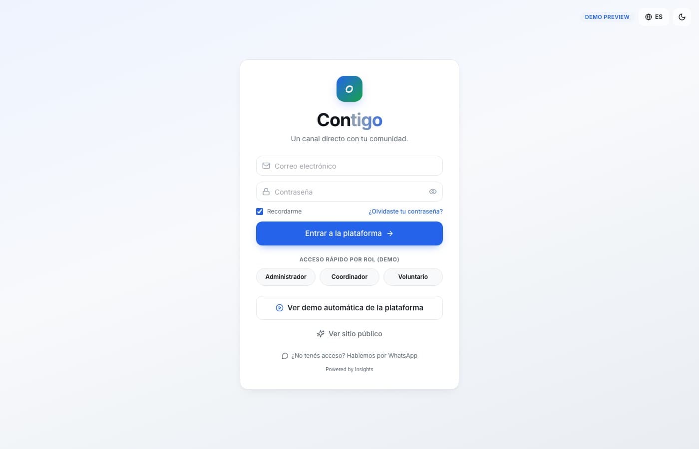 Participar en menos de tres minutos — Contigo, desarrollo de software de insights apps
