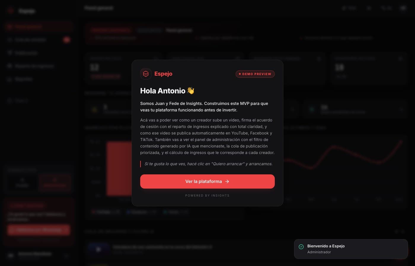 Pantalla de Espejo, desarrollo de software de insights apps