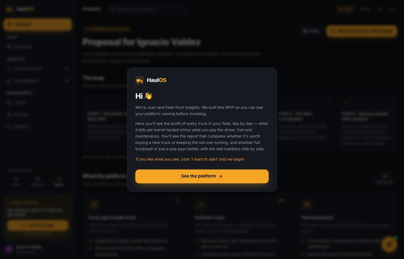Tres roles, tres vistas — HaulOS, desarrollo de software de insights apps
