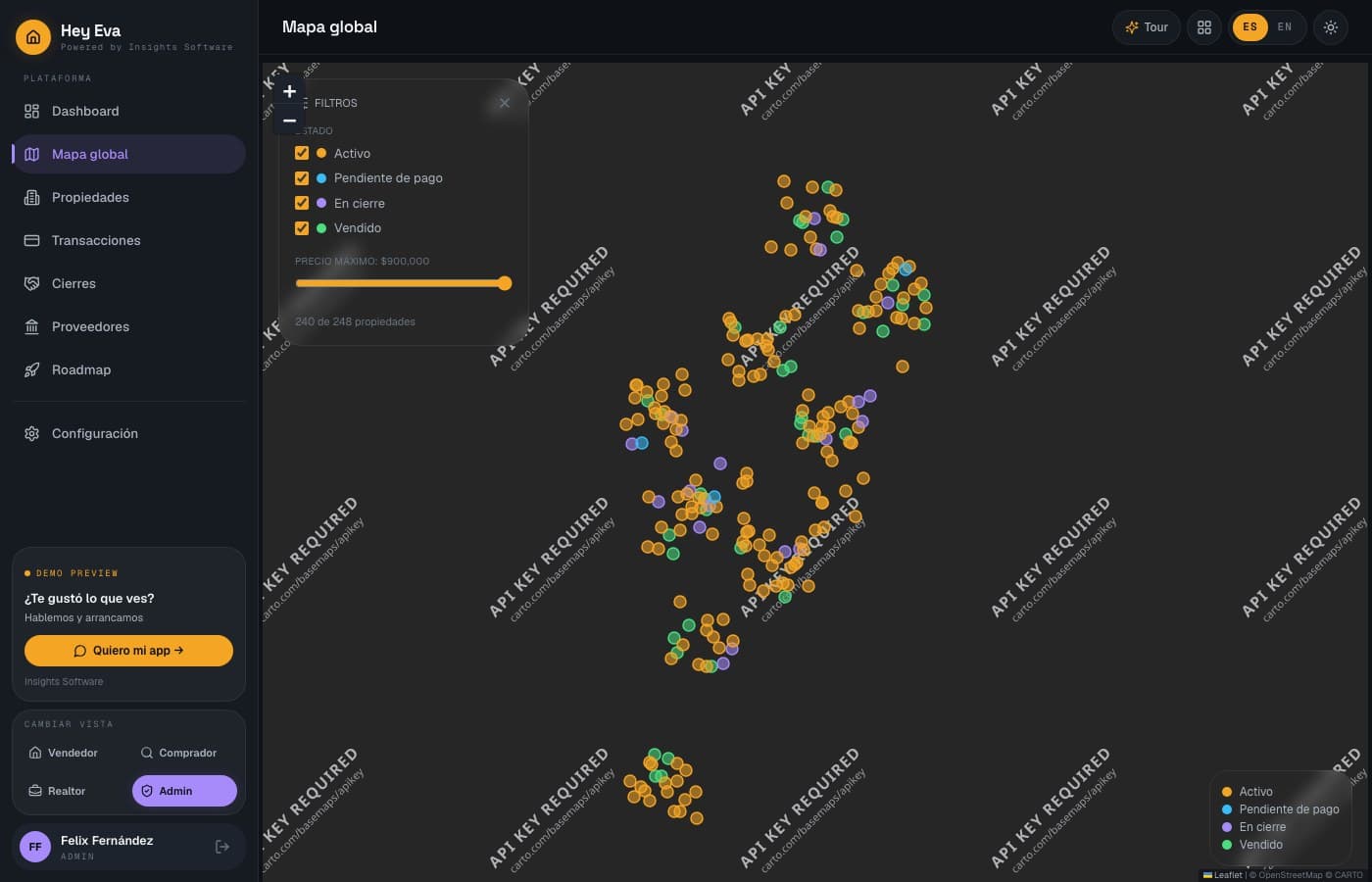 Sin agente, sin comisión — Hey Eva, desarrollo de software de insights apps