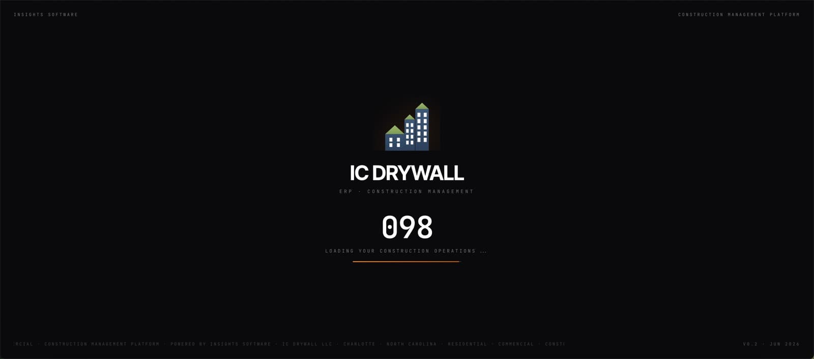 Pantalla de IC Drywall ERP, desarrollo de software de insights apps