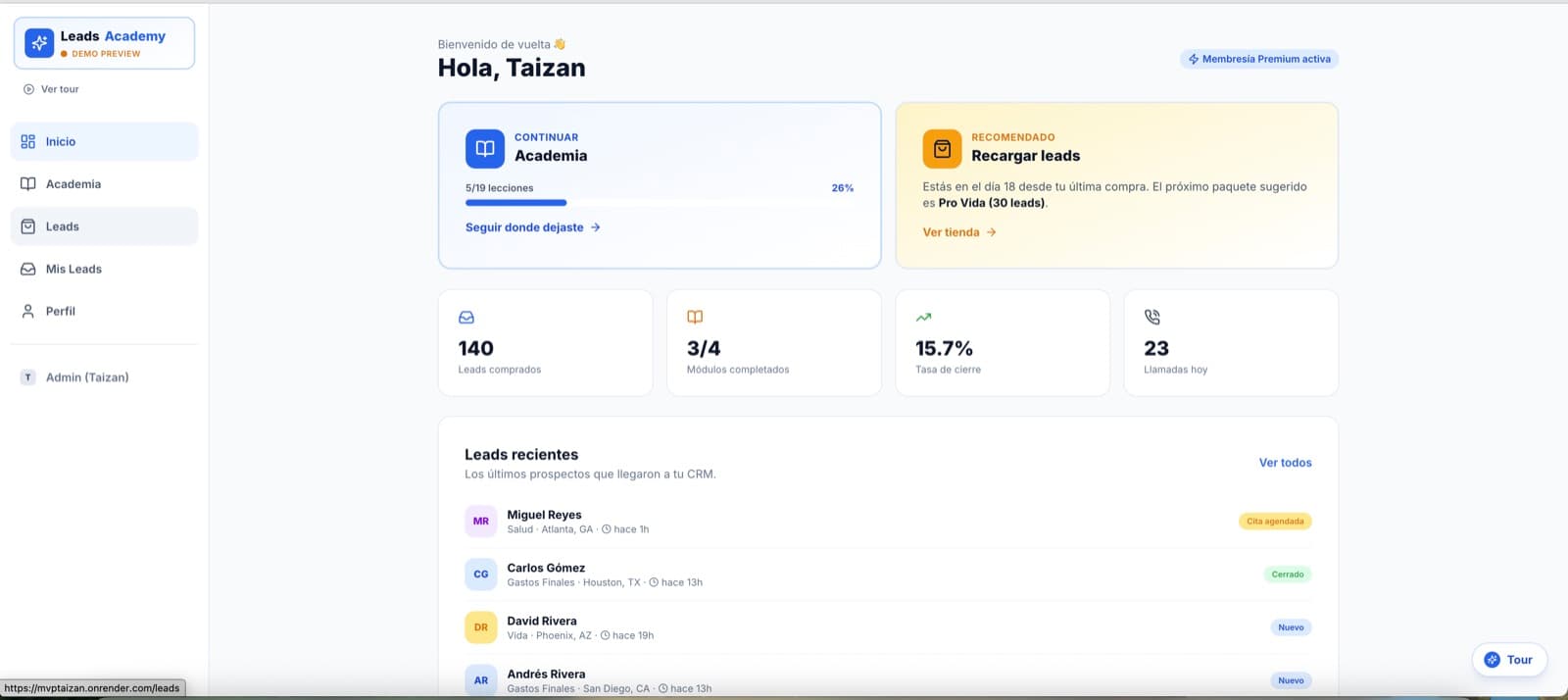 Formación y producto en el mismo lugar — Leads Academy, desarrollo de software de insights apps