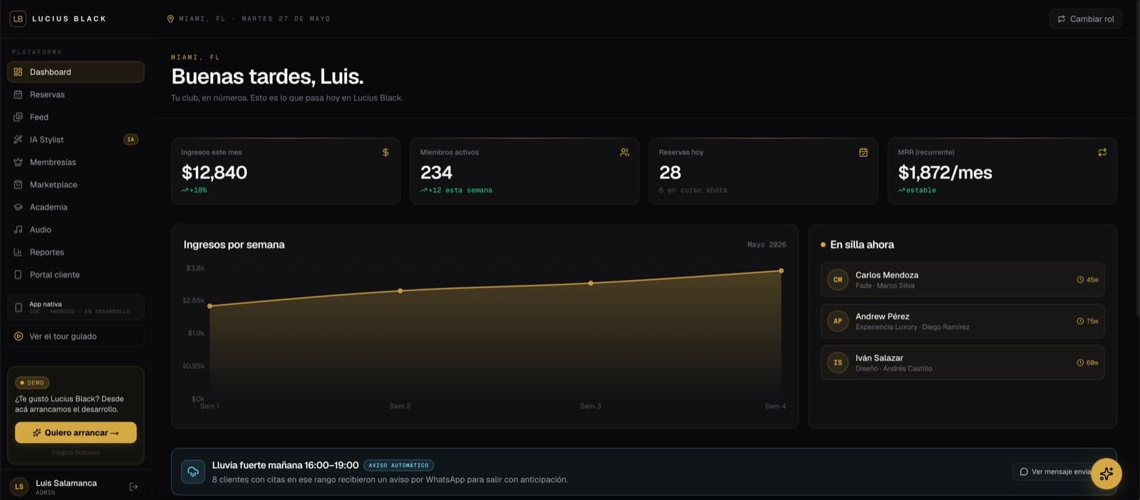 IA de estilos antes de sentarse en la silla — Lucius Black, desarrollo de software de insights apps