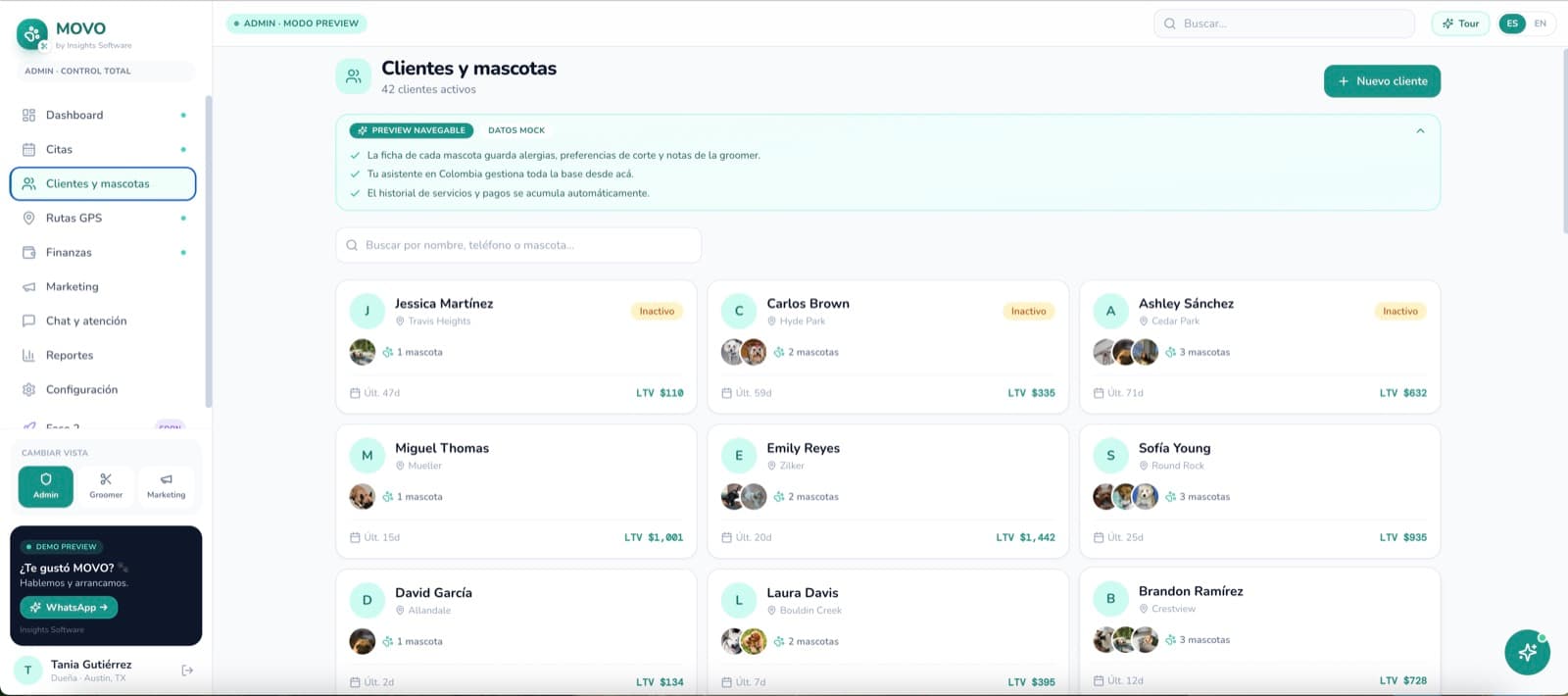 Clientes y mascotas, juntos — MOVO, desarrollo de software de insights apps