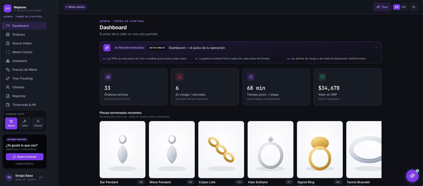 Metal Control: cero pérdidas — Neptuno, desarrollo de software de insights apps