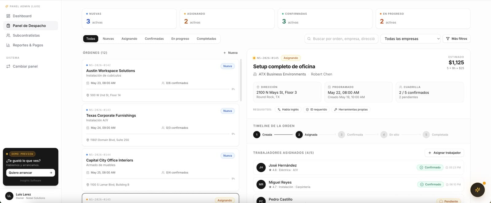 Calificaciones que ordenan el próximo despacho — Nobel Solutions, desarrollo de software de insights apps