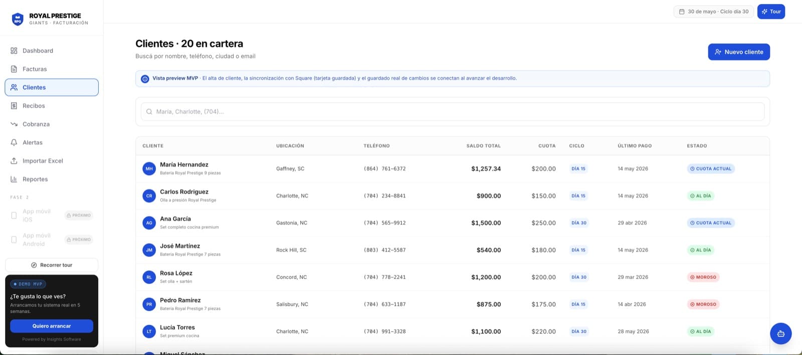 El Excel entra, no se tira — Royal Prestige, desarrollo de software de insights apps