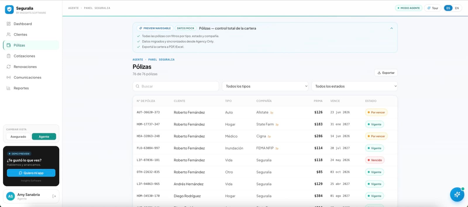 Cotizar sin salir del expediente — Seguralia, desarrollo de software de insights apps