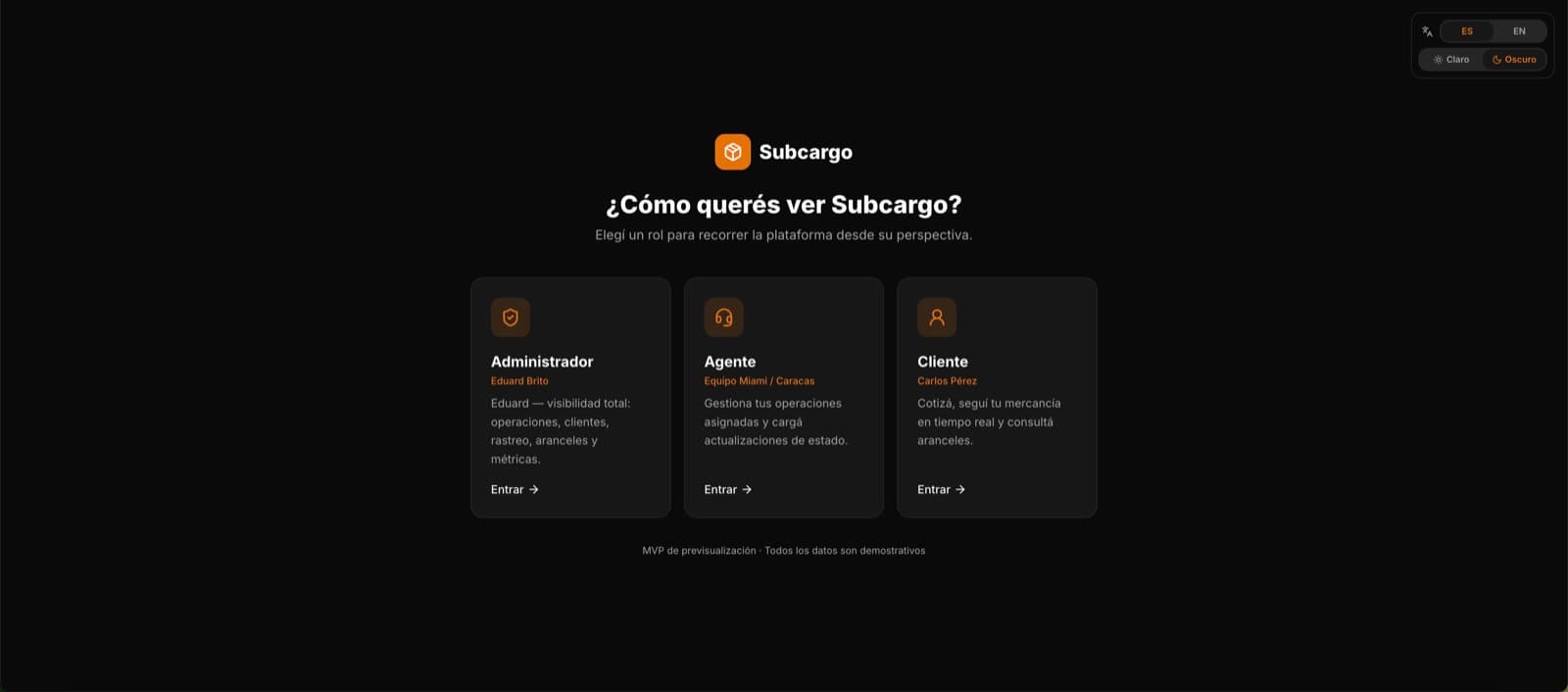 Pantalla de Subcargo, desarrollo de software de insights apps