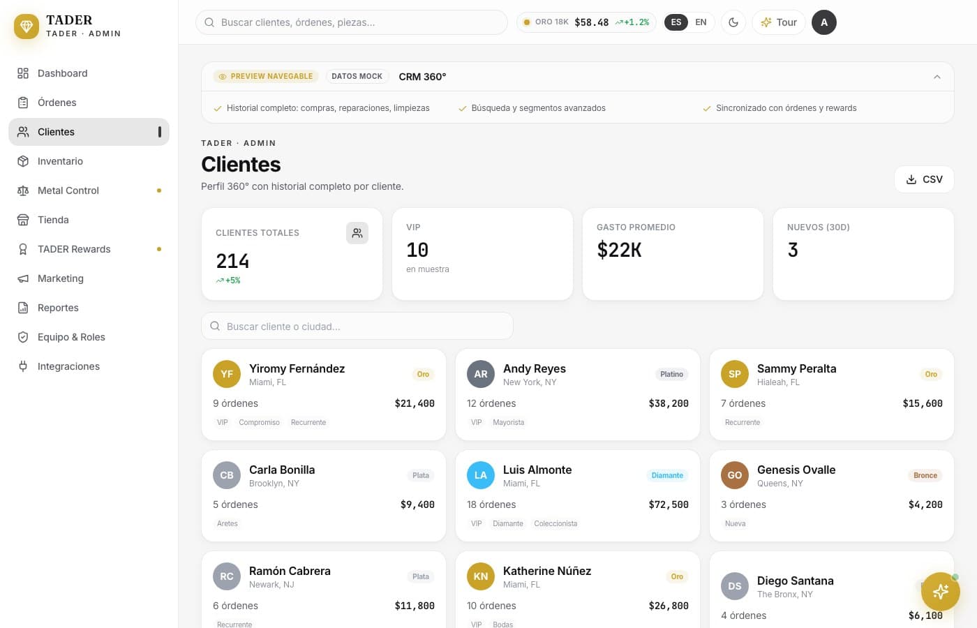 TADER Rewards, adentro de la plataforma — TADER, desarrollo de software de insights apps