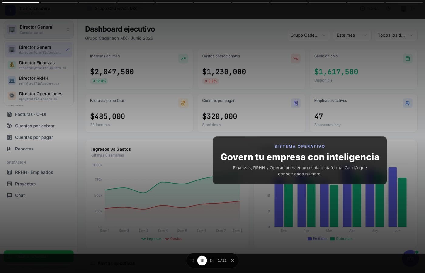 El grupo, empresa por empresa — Traffic Leaders, desarrollo de software de insights apps