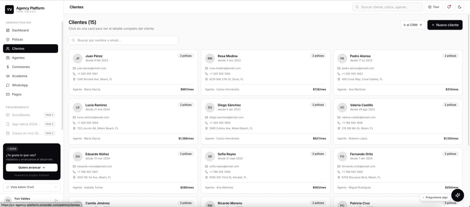 Formar aspirantes adentro del sistema — YV Agency Platform, desarrollo de software de insights apps
